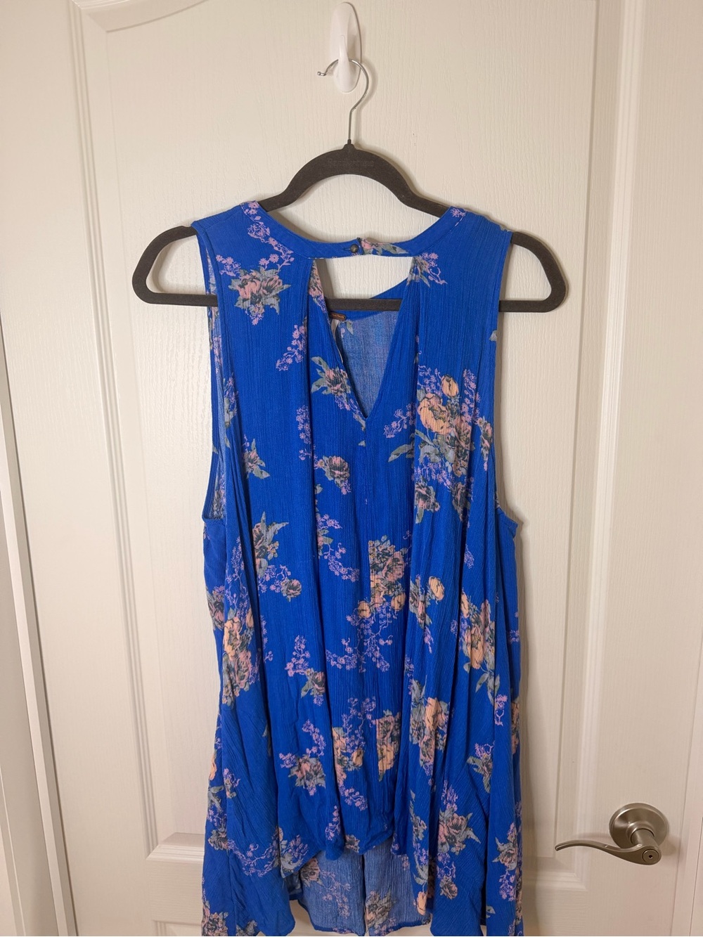 Free People Cobalt Blue Floral Sleeveless Tunic